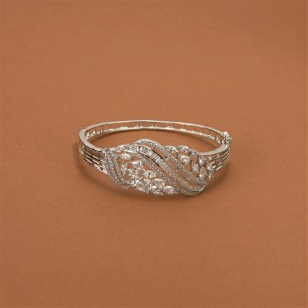 Cubic Zirconia Classic Kada With 2 Tone Rhodium Plating