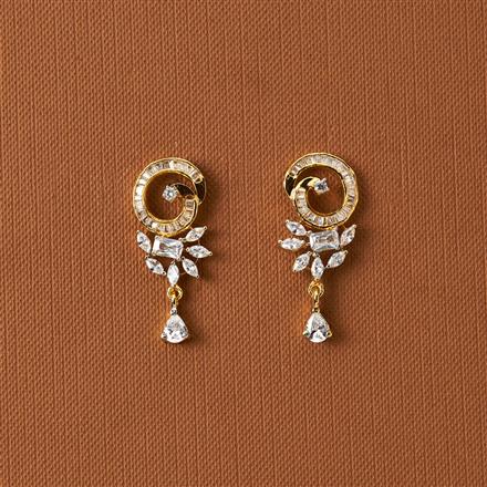 Cubic Zirconia Classic Earring With 2 Tone Rhodium Plating