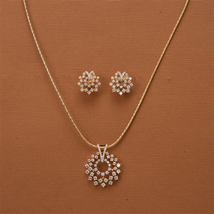 Cubic Zirconia Classic Pendant Set With 2 Tone Plating