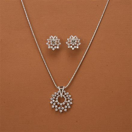 Cubic Zirconia Classic Pendant Set With Rhodium Plating