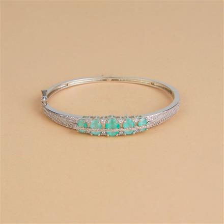 Cubic Zirconia Openable Kada With Rhodium Plating