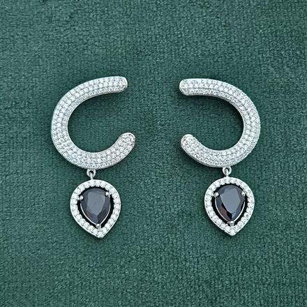 Cz Classic Earring With Rhodium Plating