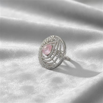 Cubic Zirconia Classic Ring With Rhodium Plating