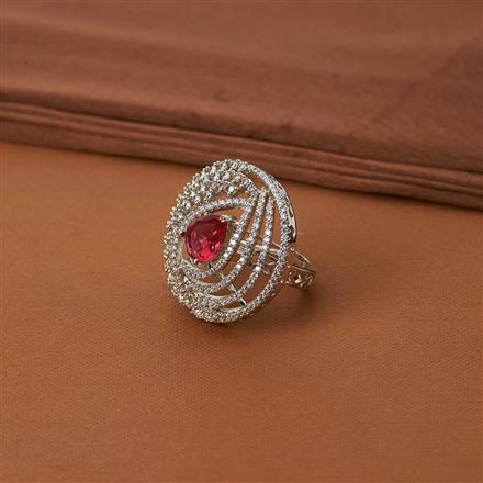 Cubic Zirconia Classic Ring With Rhodium Plating