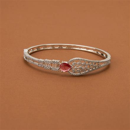 Cubic Zirconia Classic Kada With Rhodium Plating