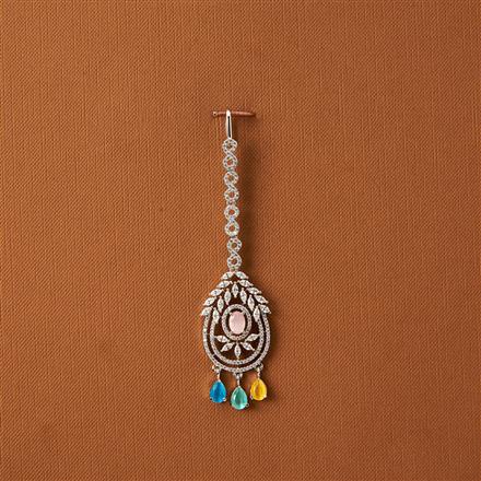 Cubic Zirconia Classic Tikka With Rhodium Plating