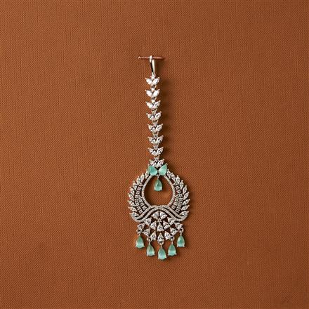 Cubic Zirconia Classic Tikka With Rhodium Plating