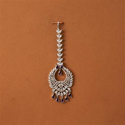Cubic Zirconia Classic Tikka With Rhodium Plating