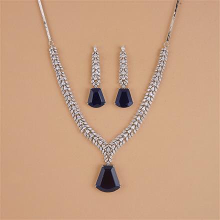 Cubic Zirconia Classic Necklace Set With Rhodium Plating