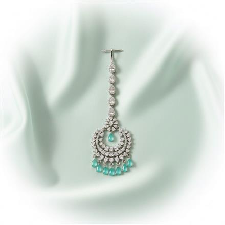 Cubic Zirconia Classic Tikka With Rhodium Plating