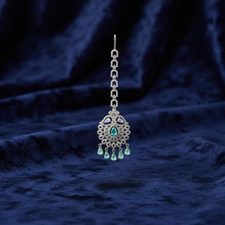 Cubic Zirconia Classic Tikka With Rhodium Plating