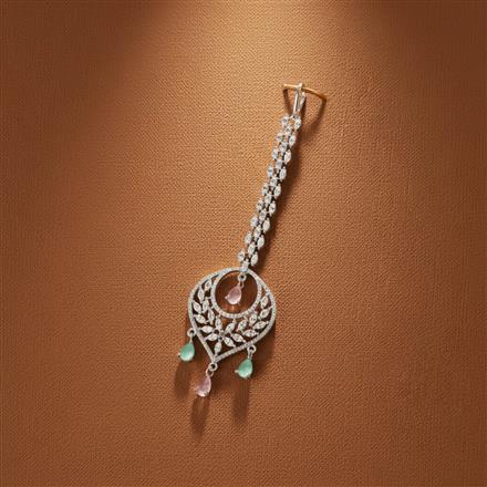 Cubic Zirconia Classic Tikka With Rhodium Plating