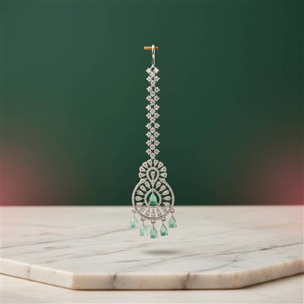Cubic Zirconia Classic Tikka With Rhodium Plating
