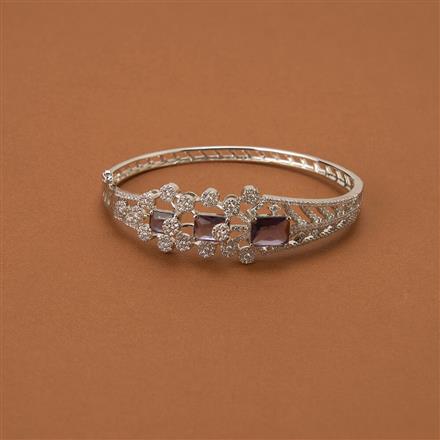Cubic Zirconia Classic Kada With Rhodium Plating