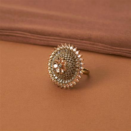 Cubic Zirconia Classic Ring With Mehndi Plating