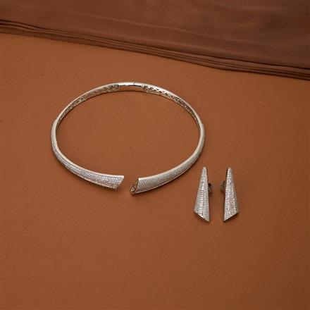 Cubic Zirconia Classic Necklace With 2 Tone Rhodium Plating