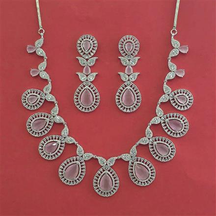 American Diamond Classic Necklace With Rhodium Plating