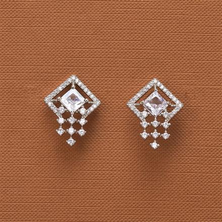 Cubic Zirconia Classic Earring With Rhodium Plating