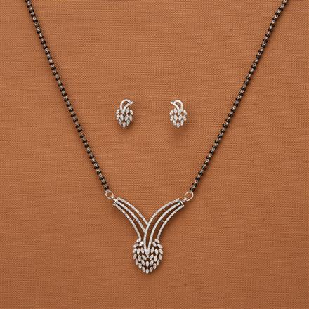 Cubic Zirconia Classic Mangalsutra With 2 Tone Rhodium Plating