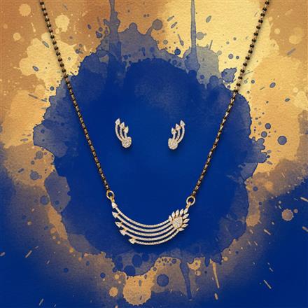 Cubic Zirconia Classic Mangalsutra With 2 Tone Rhodium Plating