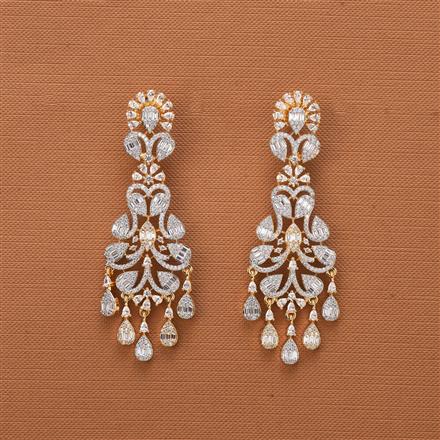 Cubic Zirconia Classic Earring With 2 Tone Rhodium Plating