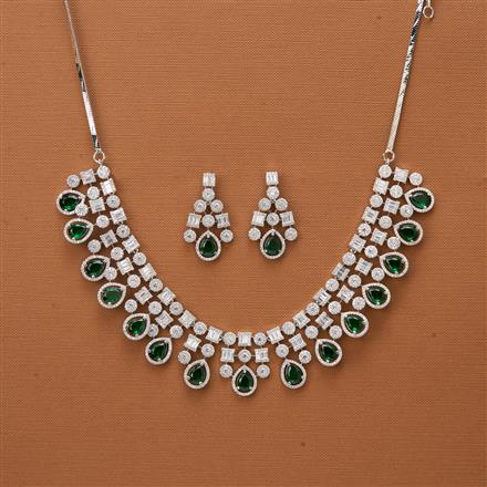 Cubic Zirconia Classic Necklace With Rhodium Plating