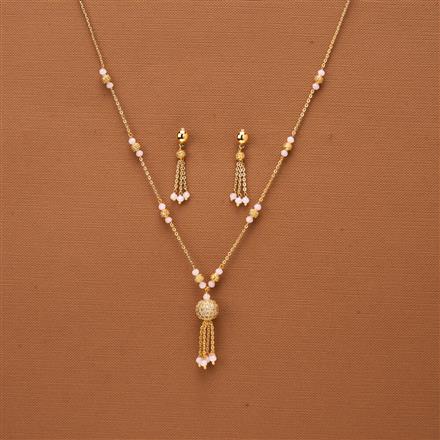 Cubic Zirconia Delicate Mala Necklace With Gold Plating