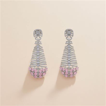 Cz Classic Earring With Rhodium Plating