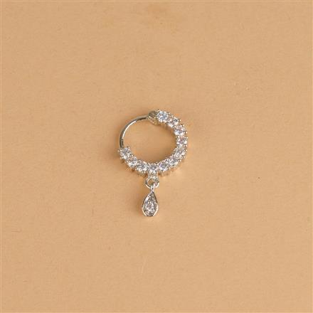 Cubic Zirconia Delicate Nose Ring With 2 Tone Rhodium Plating