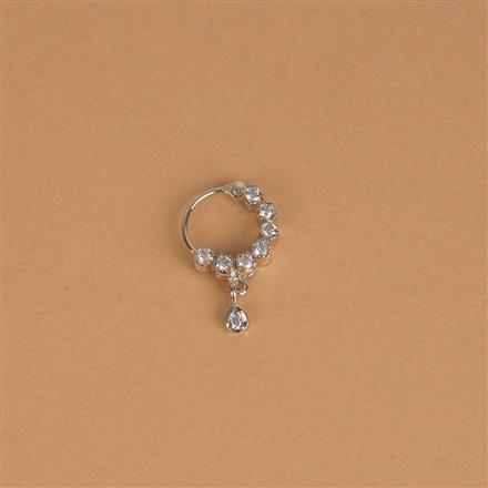Cz Classic Nose Ring With 2 Tone Rhodium Plating