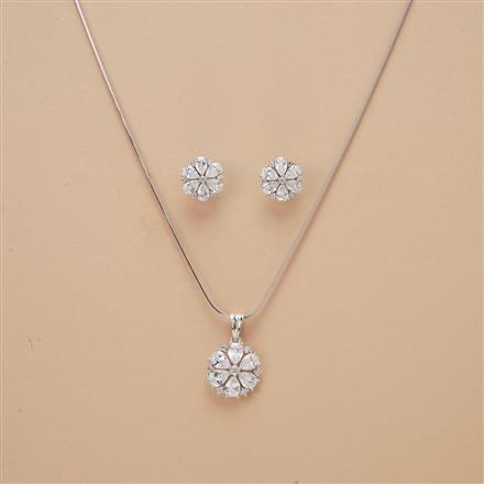 Cz Classic Pendant Set With Rhodium Plating