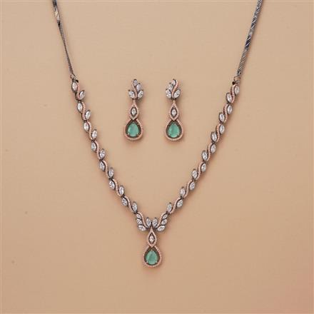 Cz Classic Necklace Set With Black Rose Plating