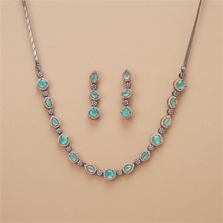 Cz Classic Necklace Set With Black Rose Plating
