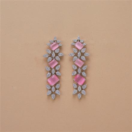 Cz Classic Earring With Rhodium Plating