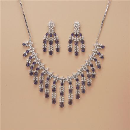 Cz Classic Necklace Set With Rhodium Plating