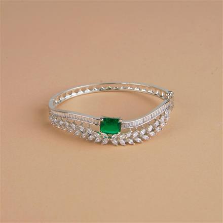 Cz Classic Kada With Rhodium Plating
