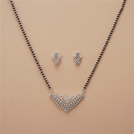 Cz Tanmaniya Mangalsutra With 2 Tone Rhodium Plating