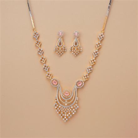 Cz Classic Necklace Set With 2 Tone Plating