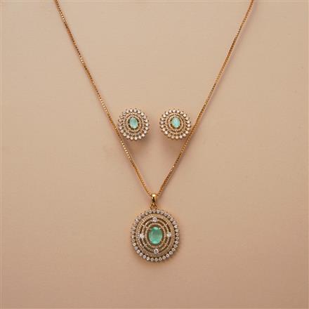 Cz Classic Pendant Set With Mehndi Plating