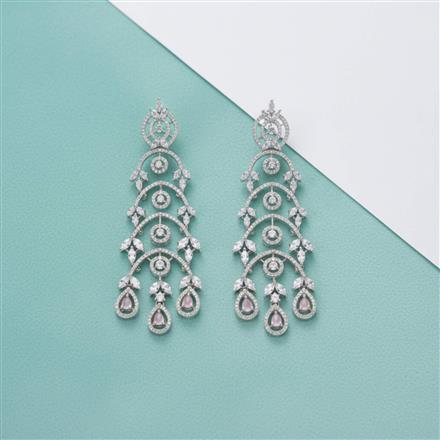Cz Classic Earring With Rhodium Plating