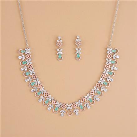 Cubic Zirconia Classic Necklace Set With 2 Tone Plating