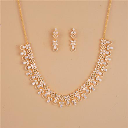 Cubic Zirconia Classic Necklace Set With Gold Plating