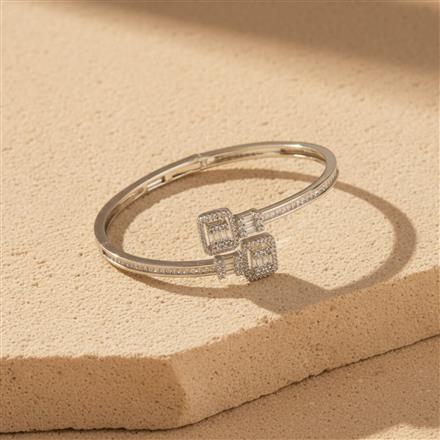 Cubic Zirconia Classic Kada With 2 Tone Rhodium Plating