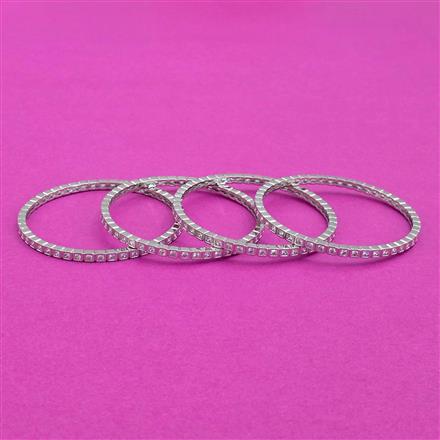 Cz Delicate Bangles With Rhodium Plating