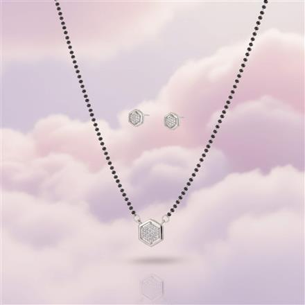 Cubic Zirconia Delicate Mangalsutra With 2 Tone Rhodium Plating