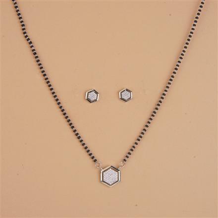Cubic Zirconia Delicate Mangalsutra With 2 Tone Rhodium Plating