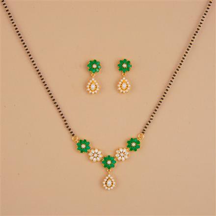 Cubic Zirconia Moti Mangalsutra With Gold Plating