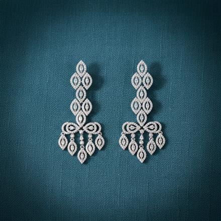 Cubic Zirconia Classic Earring With Mehndi 2 Tone Rhodium Plating