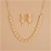 Cubic Zirconia Pearl Necklace Set With Gold Plating