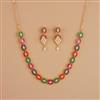 Cubic Zirconia Pearl Necklace Set With Gold Plating
